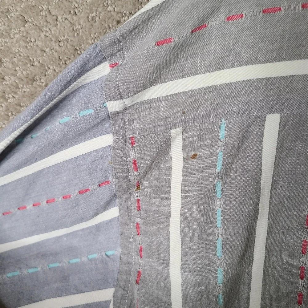 Vintage Magna Force Shirt Mens 2XL Gray Striped Long Sleeve Button Up USA Cotton